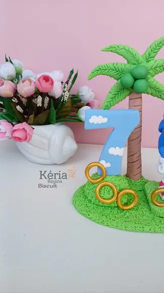 Topo de Bolo Sonic em Biscuit
