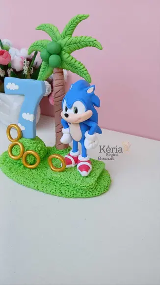 Topo de Bolo Sonic em Biscuit