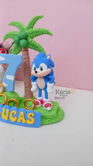 Topo de Bolo Sonic em Biscuit
