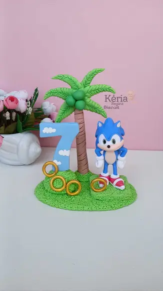 Topo de Bolo Sonic em Biscuit