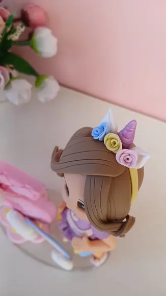 Topo de Bolo Unicórnio Personalizado em Biscuit