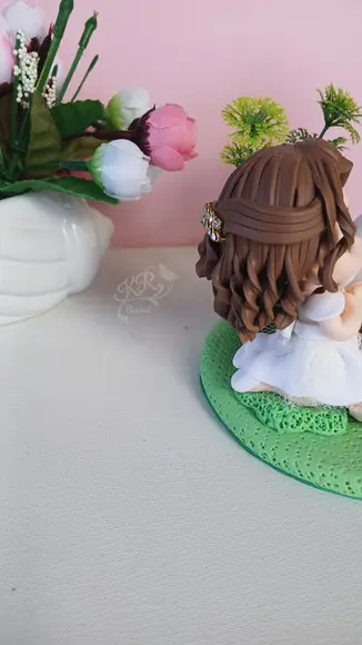 Topo Personalizado, Menina com Jesus, em Biscuit