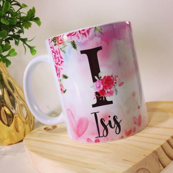 CANECA DE PROCELANA PERSONALIZADA COM INICIAL