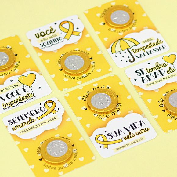 Card com Moedinha de Chocolate ao Leite- Setembro Amarelo