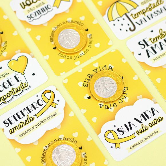 Card com Moedinha de Chocolate ao Leite- Setembro Amarelo