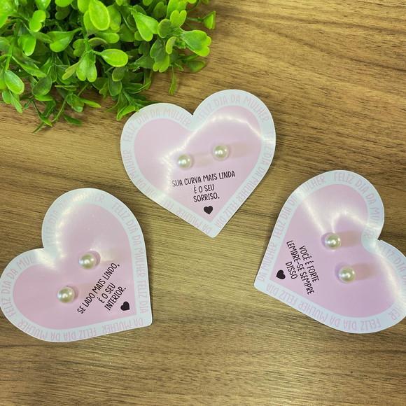 Card Coração com Brincos Personalizados Dia da Mulher