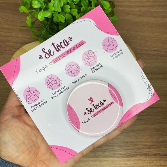 Cartão Com Button Imã Outubro Rosa