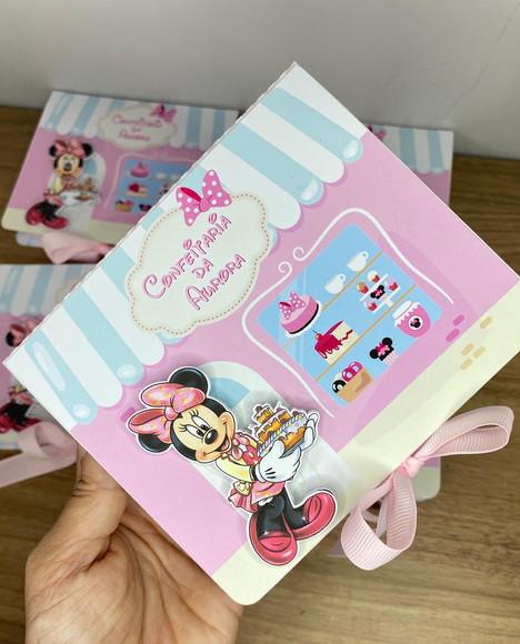 Convite Caixa 3d Minnie e Margarida Confeitaria