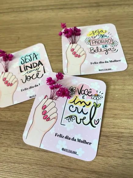 Card + Flor Sempre Viva Dia das Mulheres