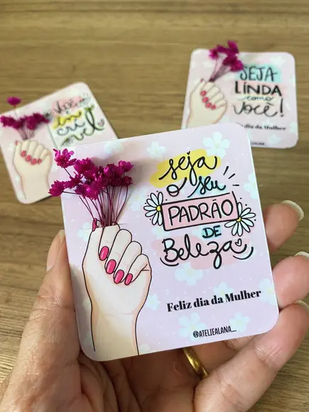 Card + Flor Sempre Viva Dia das Mulheres