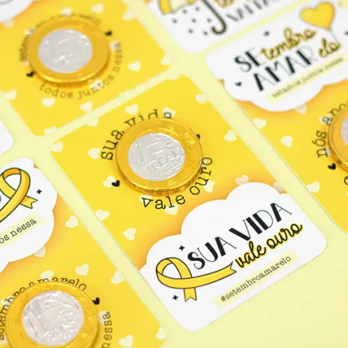 Card com Moedinha de Chocolate ao Leite- Setembro Amarelo