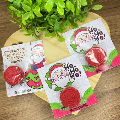 Card com Mini Sabonete de Flor Personalizado Natal