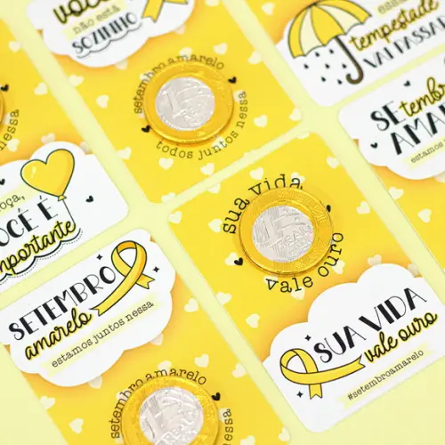 Card com Moedinha de Chocolate ao Leite- Setembro Amarelo