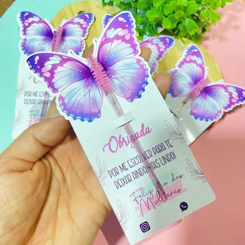 Cartão com Escovinha de Cílios e Sobrancelhas - Mimo Cliente