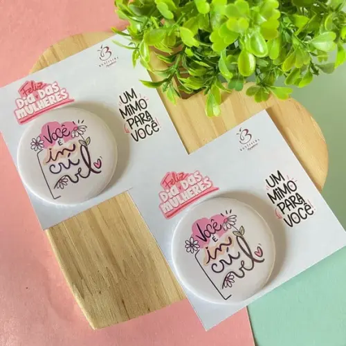 Cartão com Espelho Personalizado Dia da Mulher