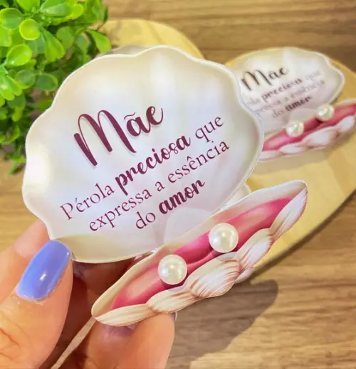 Cartão concha dia das Mães com par de Brincos