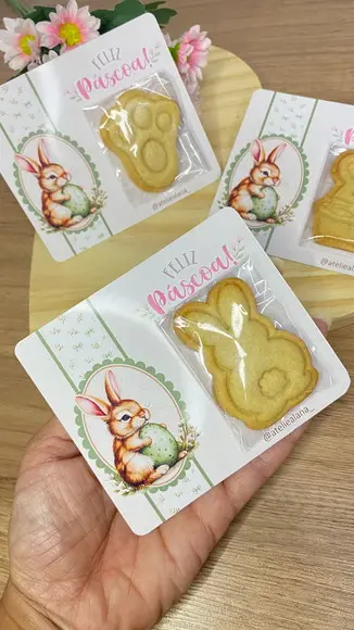 Cartão de Páscoa com Biscoito Artesanal