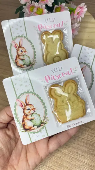 Cartão de Páscoa com Biscoito Artesanal