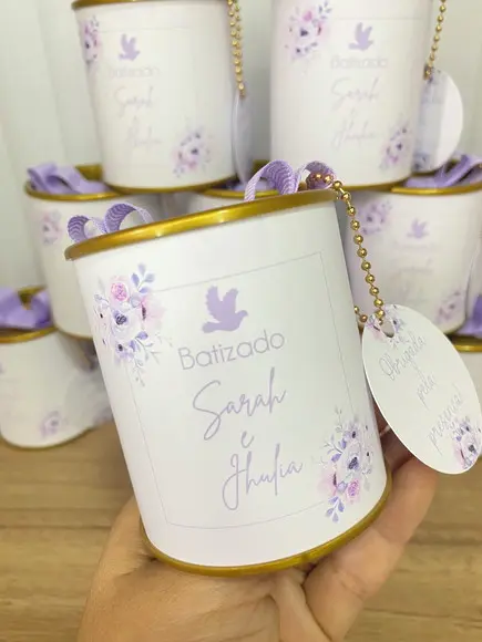 Tubo Lata Personalizada Batizado 6x7cm