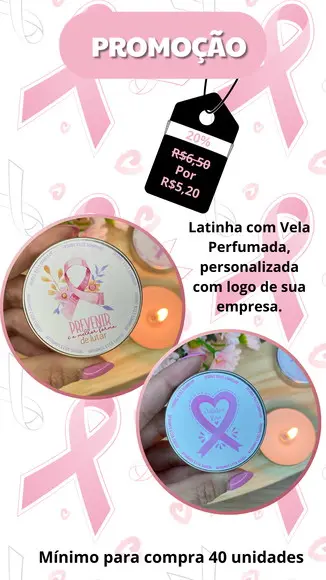 Vela Aromática- Outubro Rosa