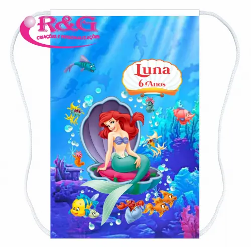 Mochilinhas Sacolinhas Personalizada Tema Pequena Sereia
