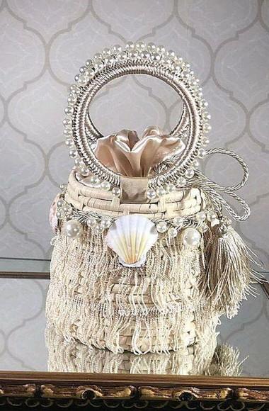 Bolsa de Palha Loulou - Franjas Com Conha e Strass - Delux
