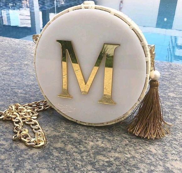 Bolsa de Palha Redonda Inicial do com Franja Tassel e Búzios