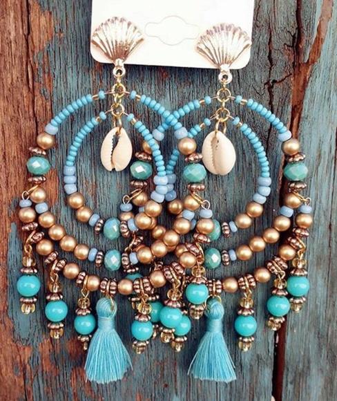 Brinco Argolado Turquesa com Cobre