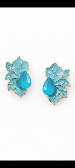 Brinco de Metal Resinado Flor Turquesa | Colorido | Presente