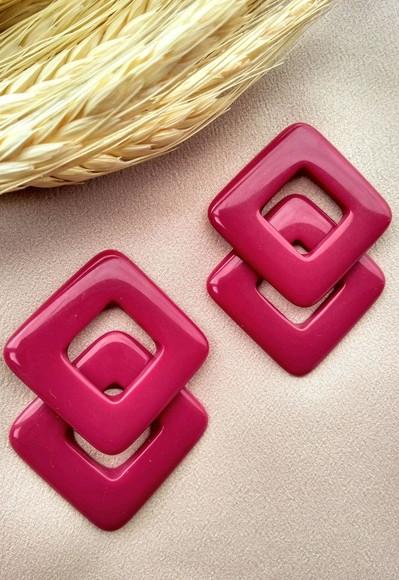 Brinco de Resina Losango Duplo