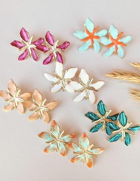 Brinco Esmaltado Orquídea Cores Primavera Verao