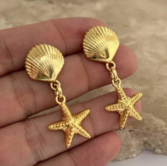 Brinco Hipoalergênico Conchas e Estrela