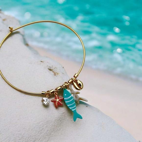 Colar Aro Dourado Peixe e Fundo do Mar