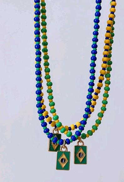 Colar Chocker Brasil com Bandeira - Valor Unitario