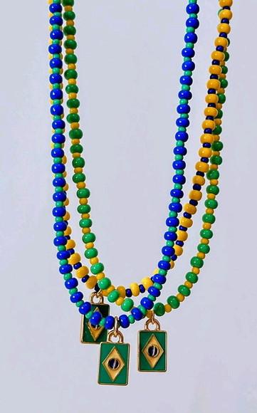 Colar Chocker Brasil com Bandeira - Valor Unitario