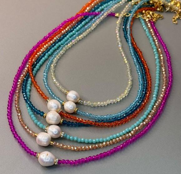 Colar Chocker Cristal Perola - Coleção Nova