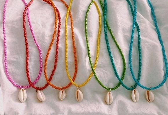 Colar de Micangas Chocker Buzios Naturais