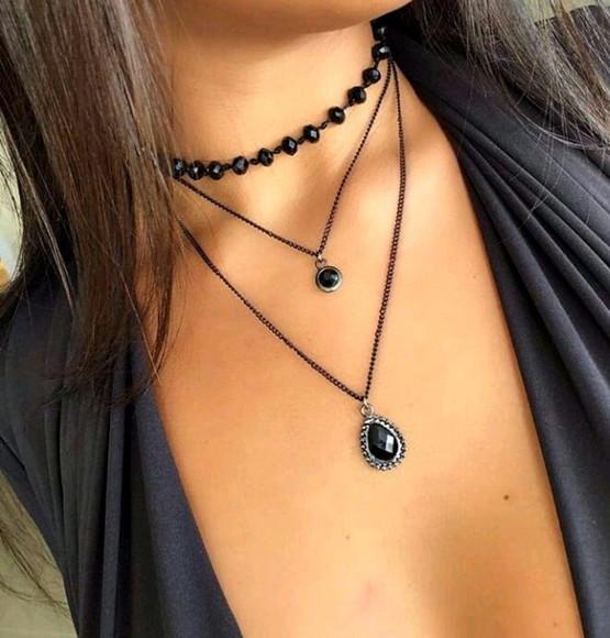 Colar Triplo Black
