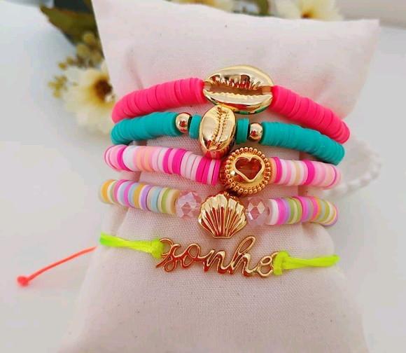 Kit de Pulseiras Coloridinhas com Fimo - Alegres