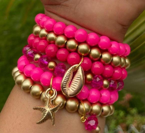 Kit De Pulseiras Rosa Pink