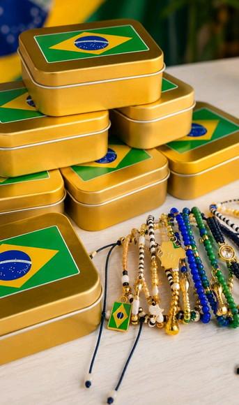 Kit Pulseiras Cristal Brasilcore Premium + Lata Colecionavel