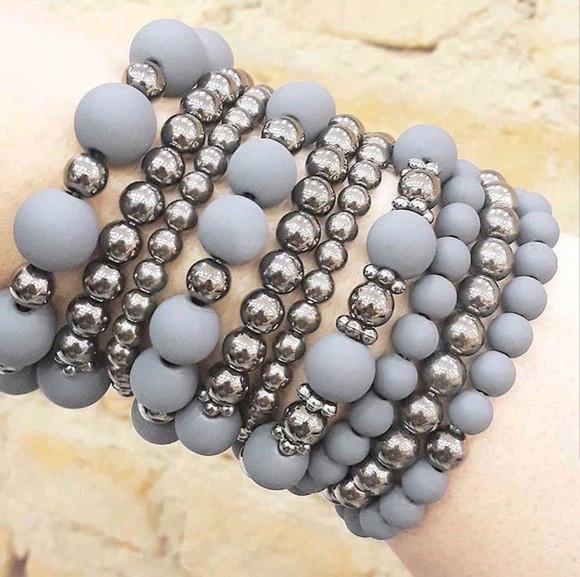 Mix De Pulseiras Cinza fosco