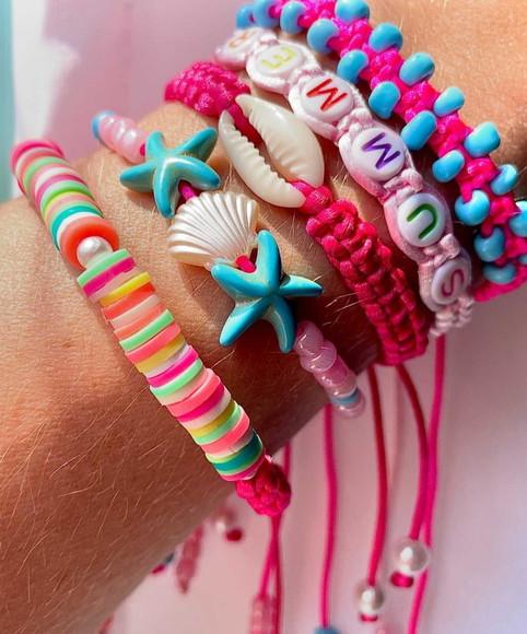 Mix de Pulseiras Coloridas Summer - Pink com Turquesa
