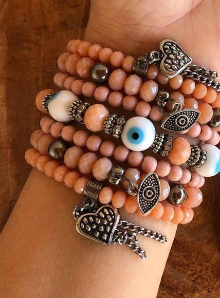 Mix De Pulseiras Cristal Deluxe - Nude Rosado