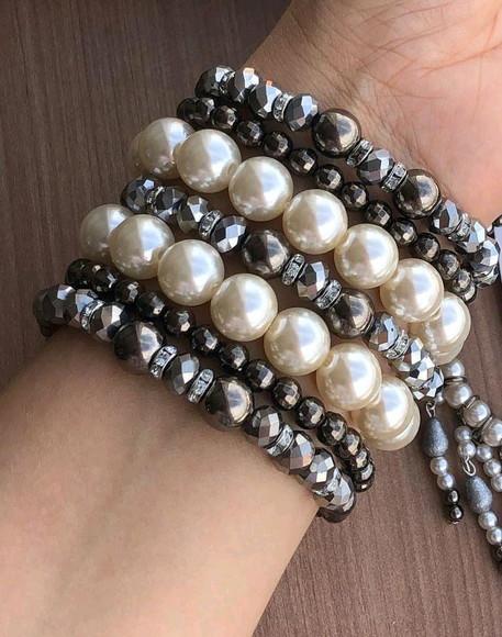 Mix de Pulseiras Cristal Deluxe - Perola