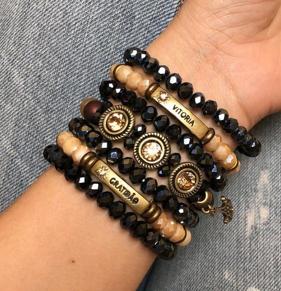 Mix De Pulseiras Cristal Mel com Grafite