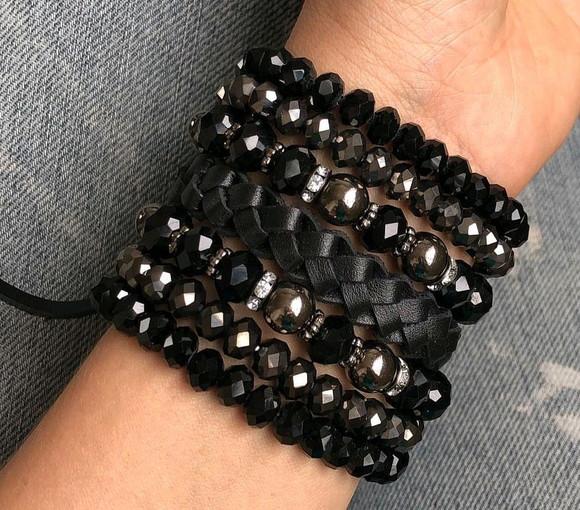 Mix de Pulseiras Cristal Preto