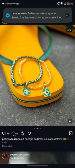 Mix de Pulseiras Cristal Verde e Amarelo com Bandeira Brasil