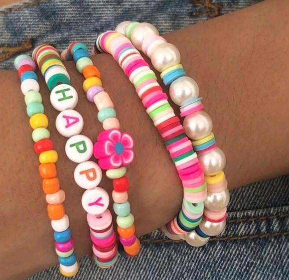 Mix De Pulseiras De Fimo Coloridinhas