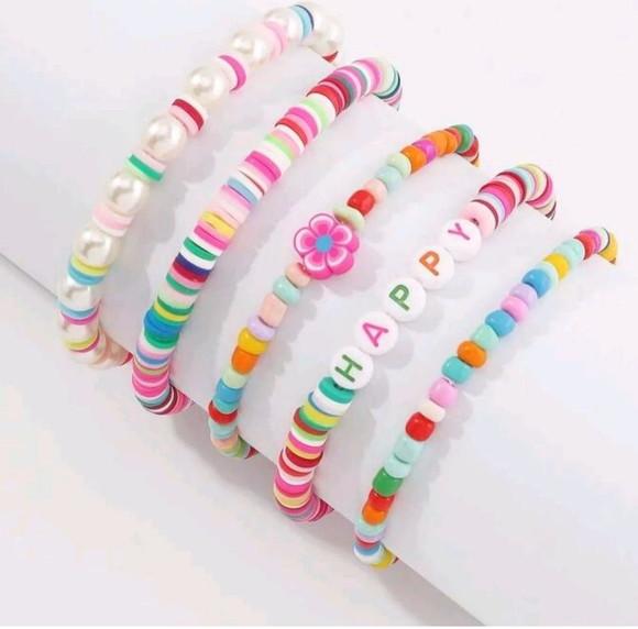 Mix De Pulseiras De Fimo Coloridinhas